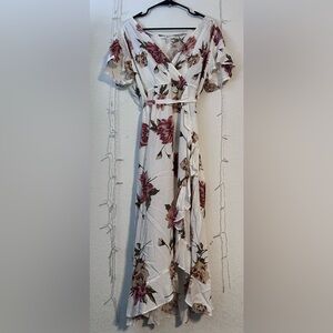 Maternity Floral Maxi Dress - White and Pink